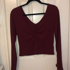 pacsun maroon long sleeve crop top